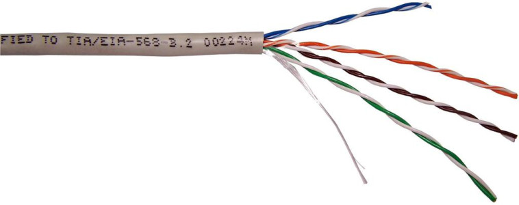Кабель TWT UTP, серии XS, 4 пары, Кат.5e, PVC, серый, 305 метров
