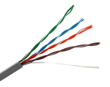 Кабель TWT UTP, 4 пары, Кат.5e, PVC, 305 метров, серый (TWT-5EUTP) медь